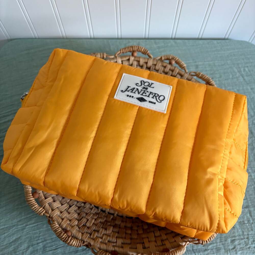 Sol de Janeiro Quilted Yellow Cosmetic Makeup Travel Bag